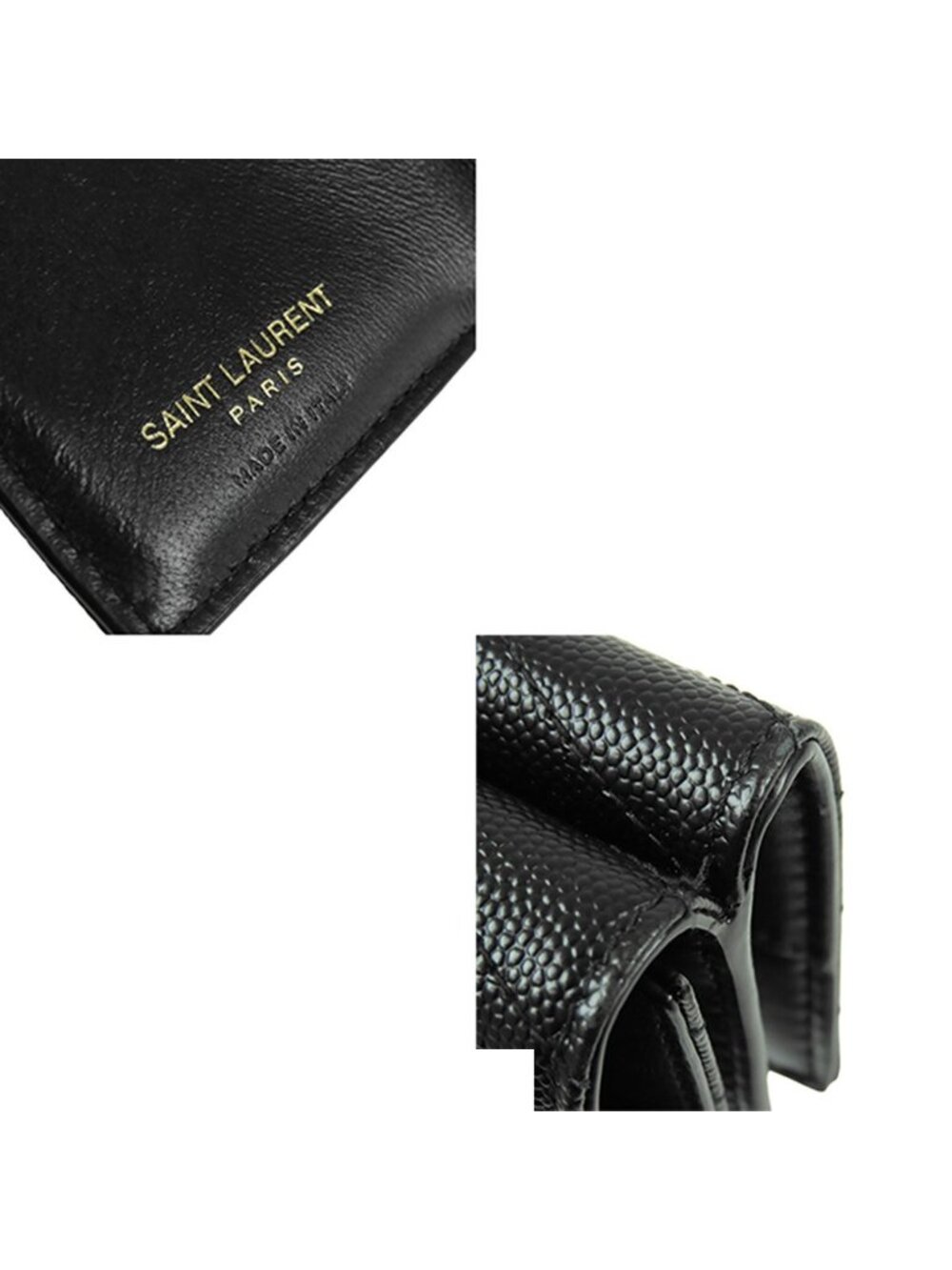 Saint Laurent Monogram Origami Tiny Wallet Black Gray Leather Cassandra Trifold - Picture 6 of 9